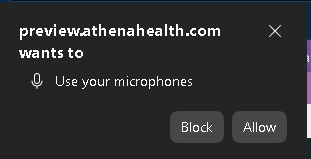 Browser microphone permission prompt