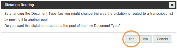 Dictation Routing Confirmation